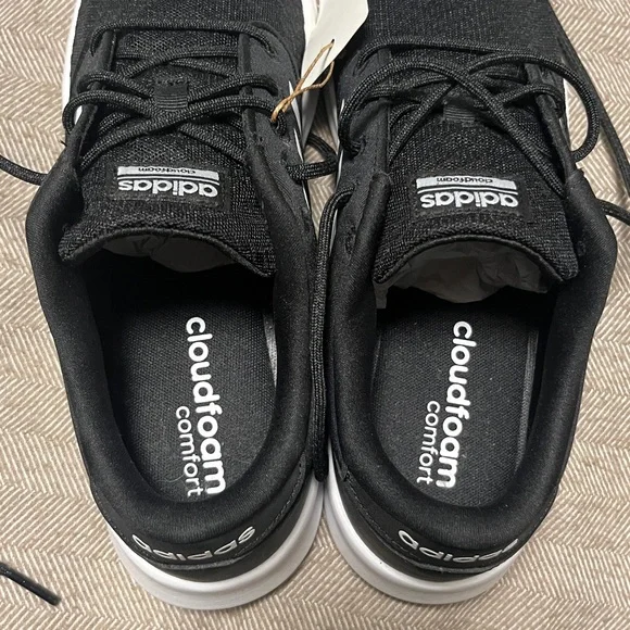 NWT Adidas Cloudfoam Comfort Sneakers; QT Racers; Black & White Carbon; NWB - Picture 5 of 7